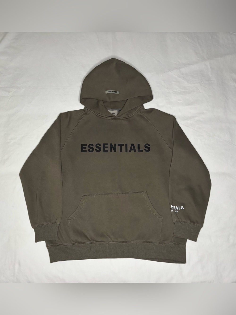 Fear of God ESSENTIALS Olive Green Pullover Hoodie